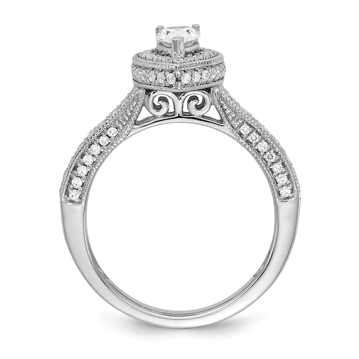 050ct CZ Solid Real 14k White Gold Pear Halo Engagement Ring Goldia Rings