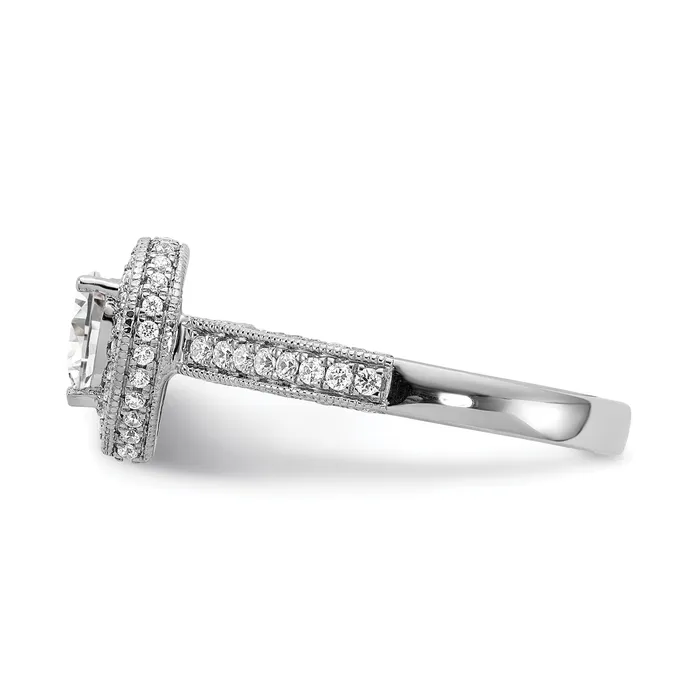050ct CZ Solid Real 14k White Gold Pear Halo Engagement Ring Goldia Rings