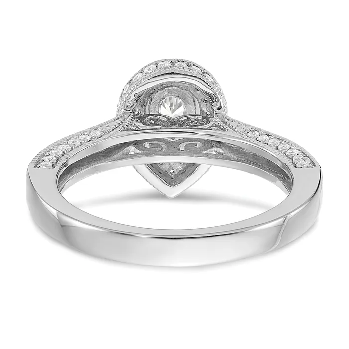 050ct CZ Solid Real 14k White Gold Pear Halo Engagement Ring Goldia Rings