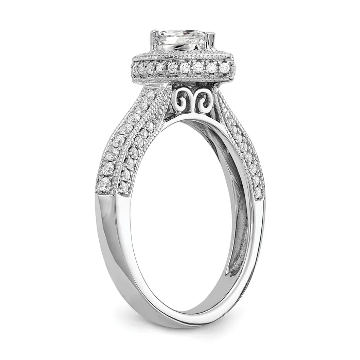 050ct CZ Solid Real 14k White Gold Pear Halo Engagement Ring Goldia Rings