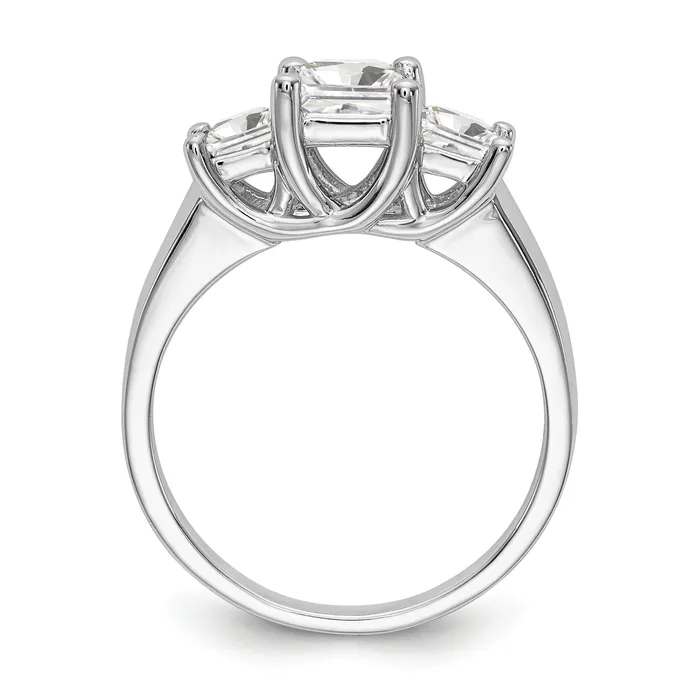 075ct CZ Solid Real 14K White Gold 3Stone Engagement Ring Goldia Rings
