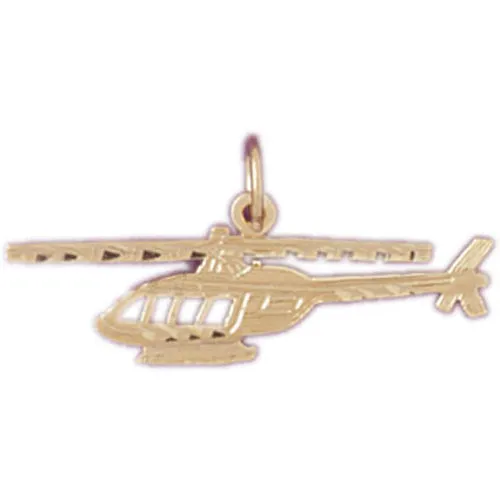 14K Gold Helicopter Aircraft Charm Goldia Charm Necklaces