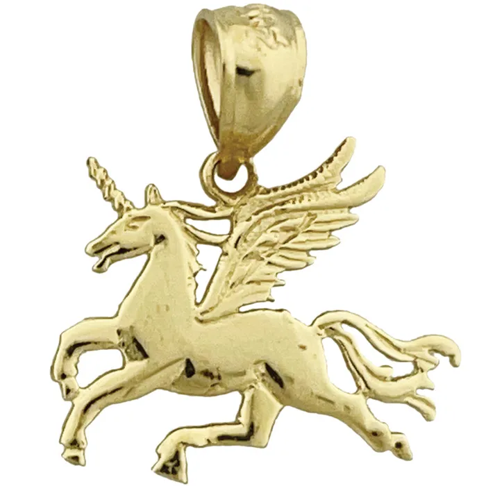 14K Gold Unicorn with Wings Charm Goldia Charm Necklaces