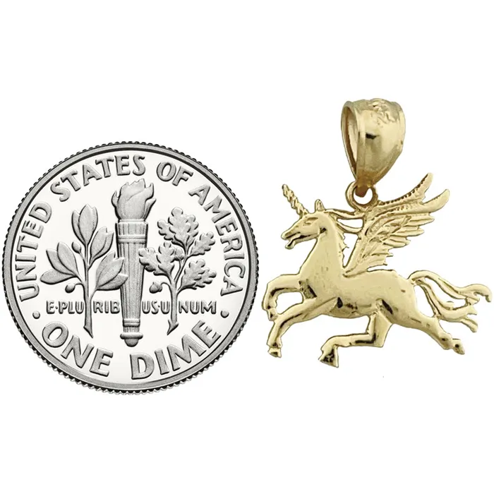 14K Gold Unicorn with Wings Charm Goldia Charm Necklaces