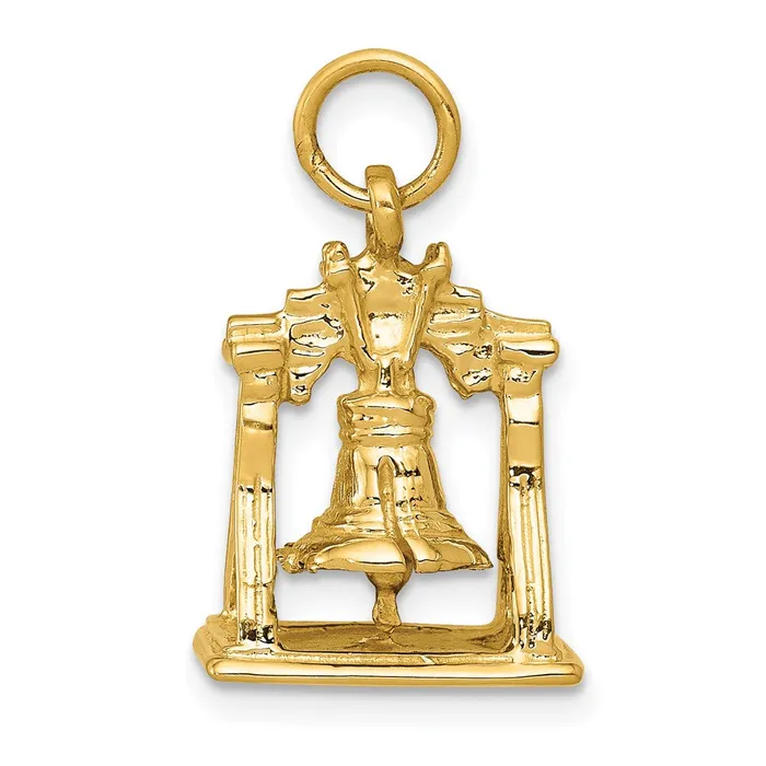 14k Yellow Gold Solid Polished 3D Liberty Bell Charm Goldia Charm Necklaces