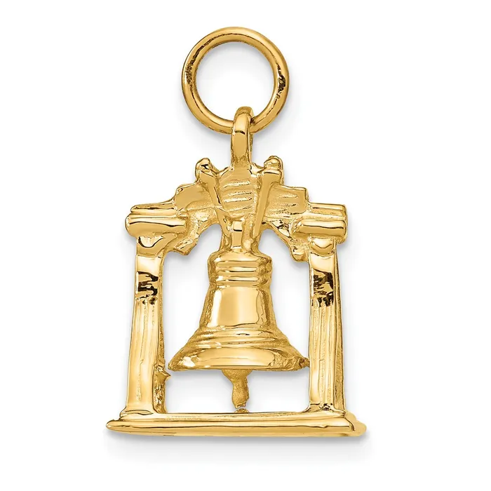 14k Yellow Gold Solid Polished 3D Liberty Bell Charm Goldia Charm Necklaces