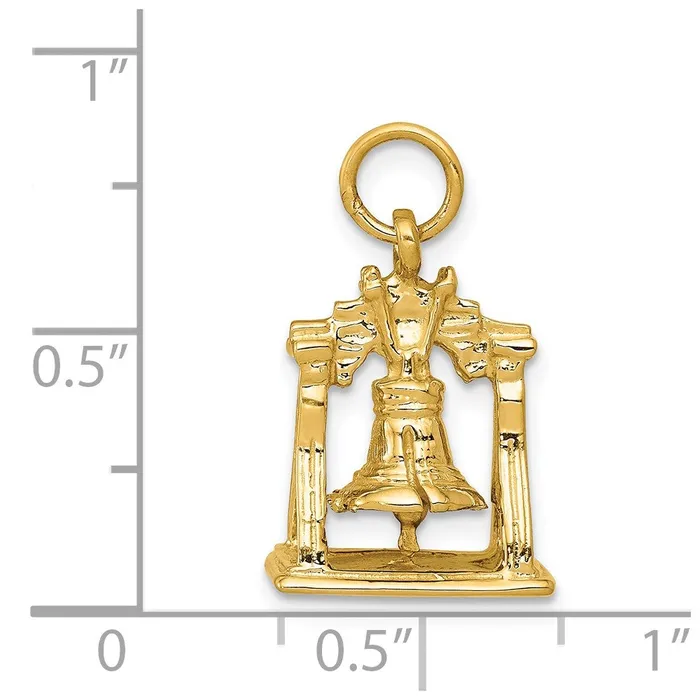 14k Yellow Gold Solid Polished 3D Liberty Bell Charm Goldia Charm Necklaces