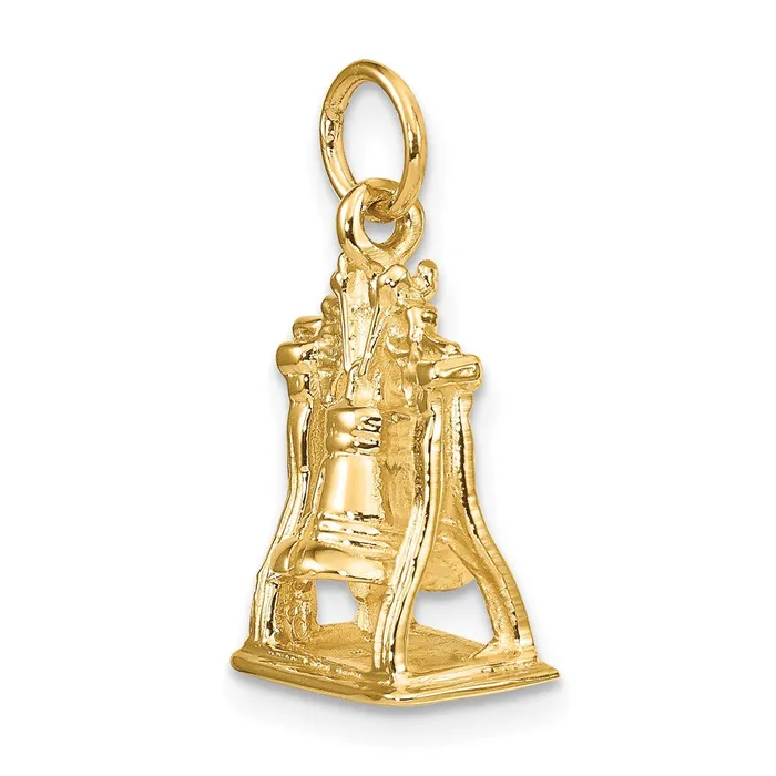 14k Yellow Gold Solid Polished 3D Liberty Bell Charm Goldia Charm Necklaces