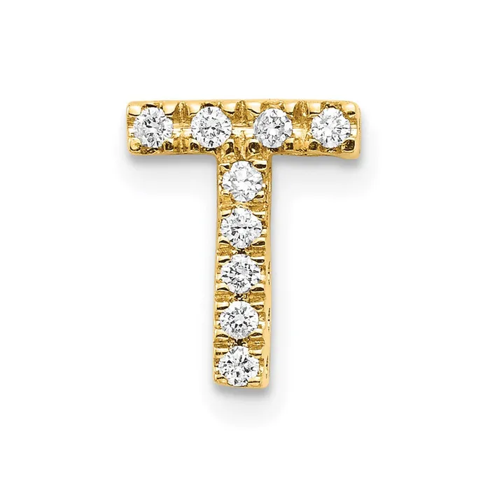 Charm Necklaces Goldia 14K Yellow Gold Real Diamond Initial T Charm