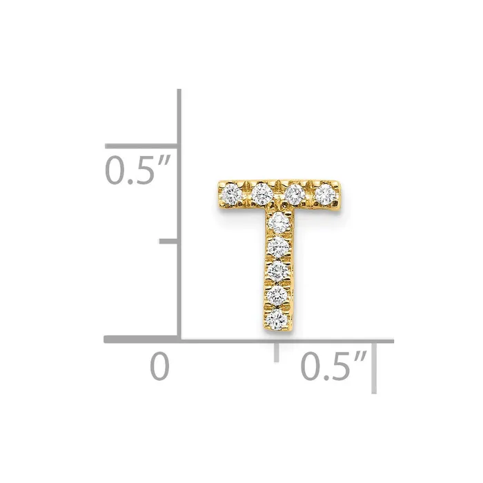 Charm Necklaces Goldia 14K Yellow Gold Real Diamond Initial T Charm