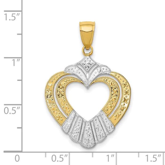 Charm Necklaces Goldia 14k Yellow Rhodium Gold wRhodium CutOut Heart Charm