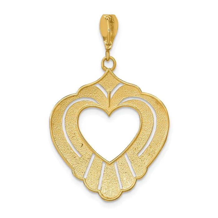 Charm Necklaces Goldia 14k Yellow Rhodium Gold wRhodium CutOut Heart Charm