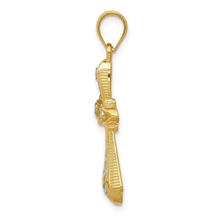 Charm Necklaces Goldia 14k Yellow Rhodium Gold wRhodium Diamond Cut Cross Charm