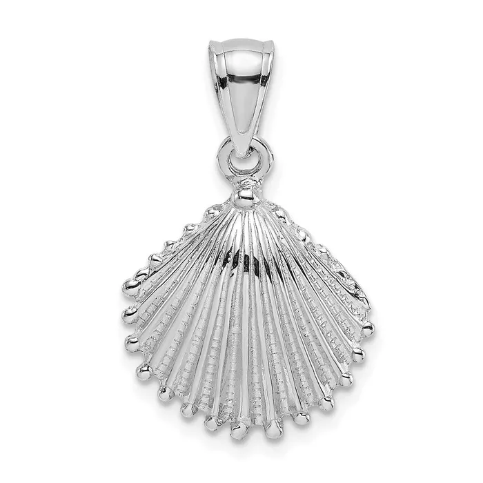 Goldia 14k White Gold Textured Scallop Shell Charm Charm Necklaces