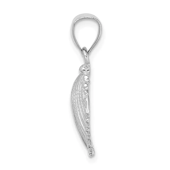 Goldia 14k White Gold Textured Scallop Shell Charm Charm Necklaces