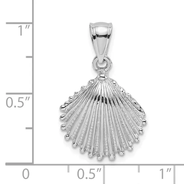 Goldia 14k White Gold Textured Scallop Shell Charm Charm Necklaces