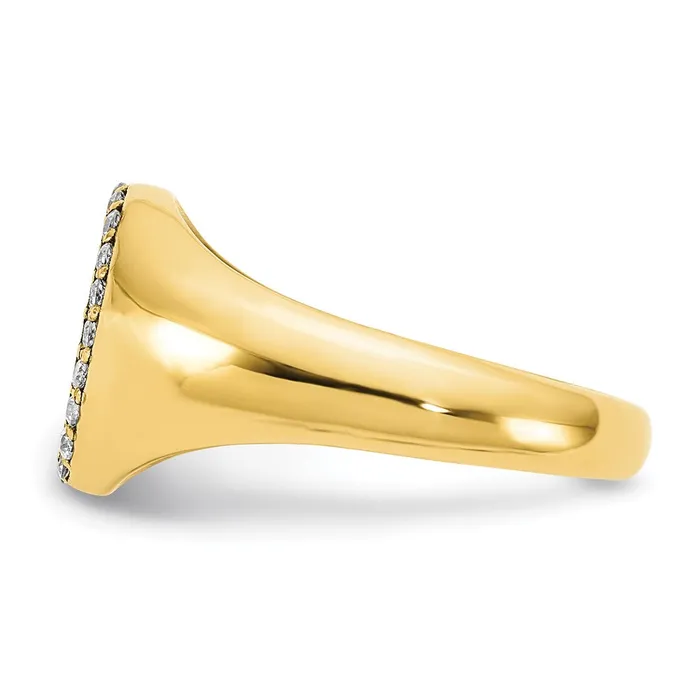 Goldia 14K Yellow Gold Initial Oval with Real Diamond Classic Signet Ring Rings