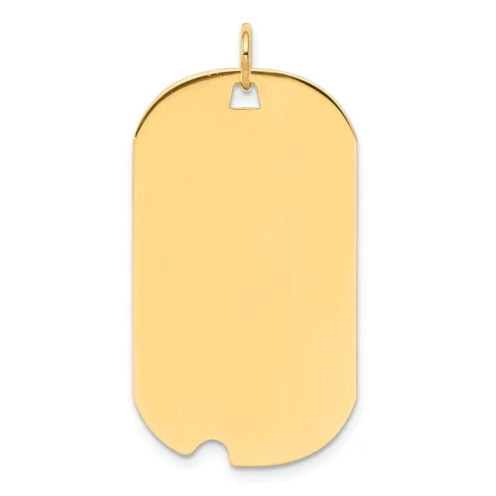 Goldia Charm Necklaces 14k Yellow Gold Plain 035 Gauge Engravable Dog Tag wNotch Disc Charm