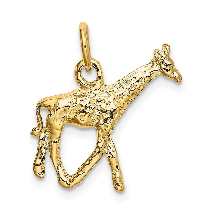 Goldia Charm Necklaces 14k Yellow Gold Solid Polished 3D Giraffe Charm