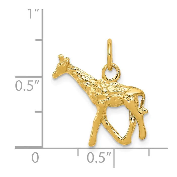 Goldia Charm Necklaces 14k Yellow Gold Solid Polished 3D Giraffe Charm