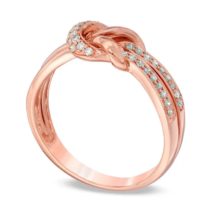 Goldia Rings 020 CT TW Natural Diamond Double Knot Ring in Solid 10K Rose Gold Goldia Rings 020 CT TW Natural Diamond Double Knot Ring in Solid 10K Rose Gold