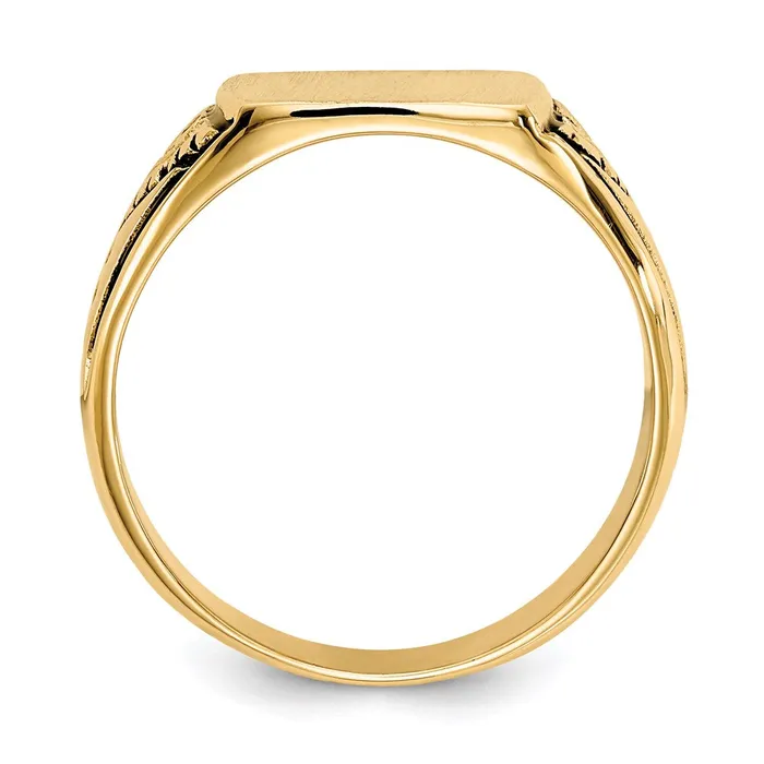 Goldia Rings 14K Yellow Gold 110x115mm Closed Back Antiqued Signet Ring