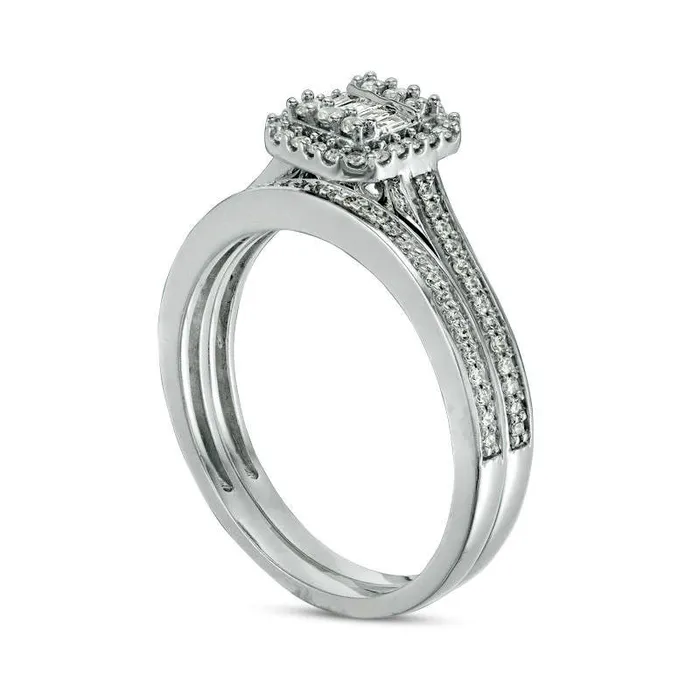 Rings 038 CT TW Composite Natural Diamond Octagonal Frame Bridal Engagement Ring Set in Solid 10K White Gold Goldia Rings 038 CT TW Composite Natural Diamond Octagonal Frame Bridal Engagement Ring Set in Solid 10K White Gold Goldia