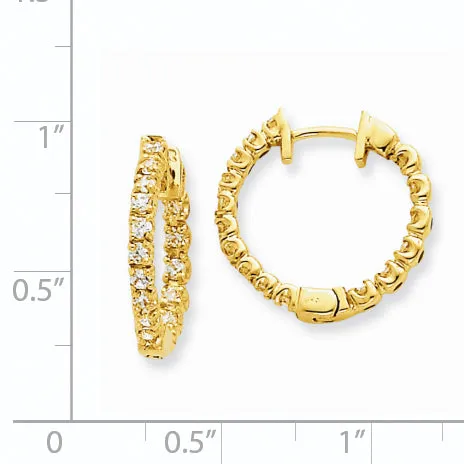 Solid 14k Yellow Gold Simulated CZ Hinged Hoop Earring Mountings Goldia Earrings