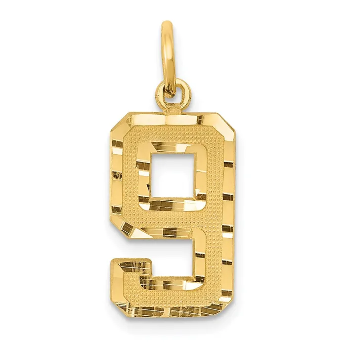 14k Medium Diamondcut Number 9 Charm TreasureFineJewelers Charm Necklaces