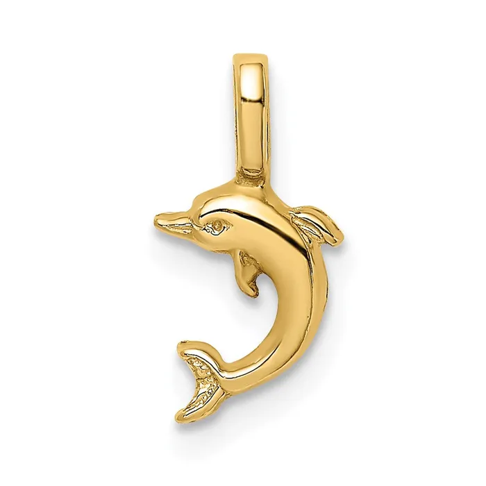 14K Mini Jumping Dolphin with Fixed Bail Charm TreasureFineJewelers Charm Necklaces