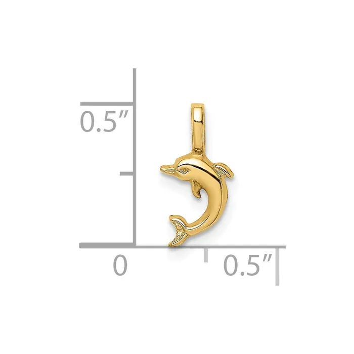 14K Mini Jumping Dolphin with Fixed Bail Charm TreasureFineJewelers Charm Necklaces