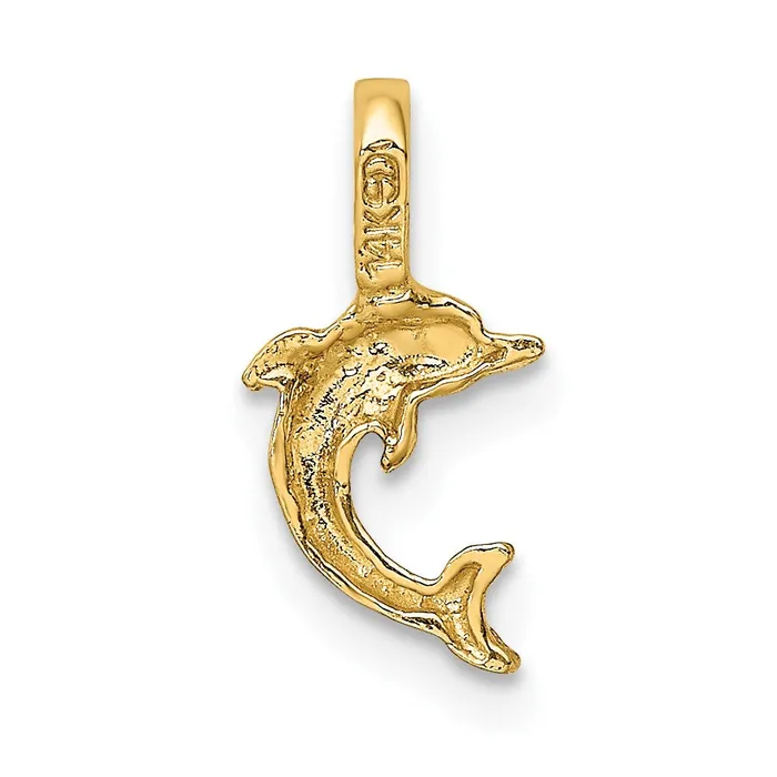 14K Mini Jumping Dolphin with Fixed Bail Charm TreasureFineJewelers Charm Necklaces