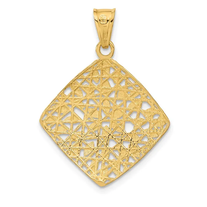 14k Polished and DC Square Pendant TreasureFineJewelers Necklaces
