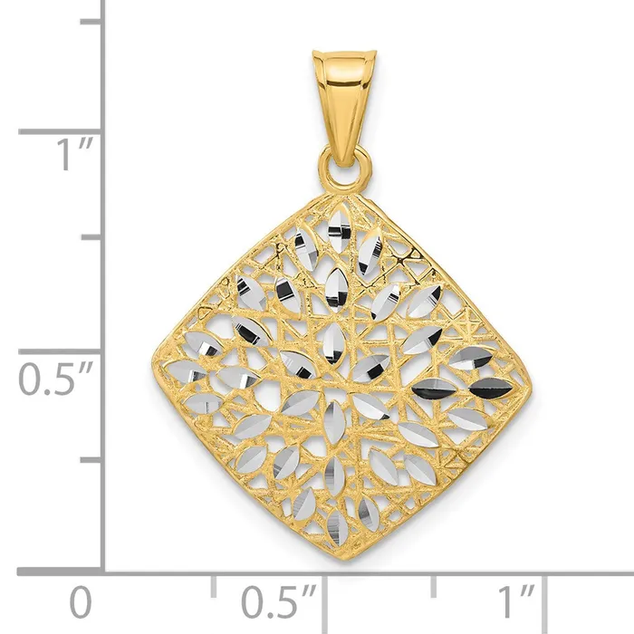 14k Polished and DC Square Pendant TreasureFineJewelers Necklaces