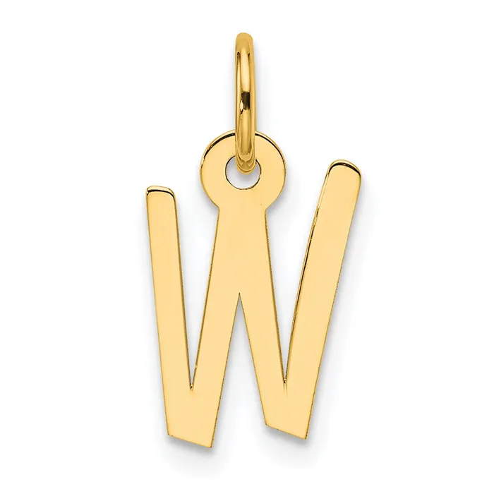 14k Yellow Gold Slanted Block Letter W Initial Charm TreasureFineJewelers Charm Necklaces