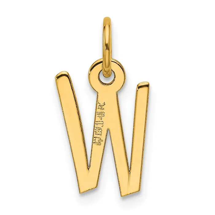 14k Yellow Gold Slanted Block Letter W Initial Charm TreasureFineJewelers Charm Necklaces
