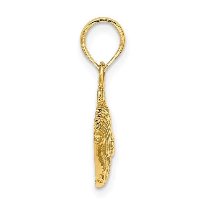 Charm Necklaces 14K 2D Engraved Striped Fish Charm TreasureFineJewelers