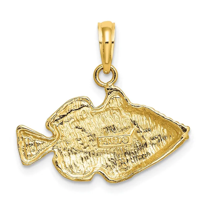 Charm Necklaces 14K 2D Engraved Striped Fish Charm TreasureFineJewelers
