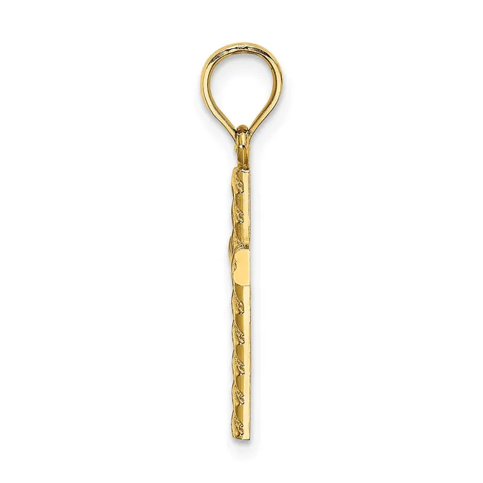 Charm Necklaces TreasureFineJewelers 14K Beaded and Polished Cross Charm