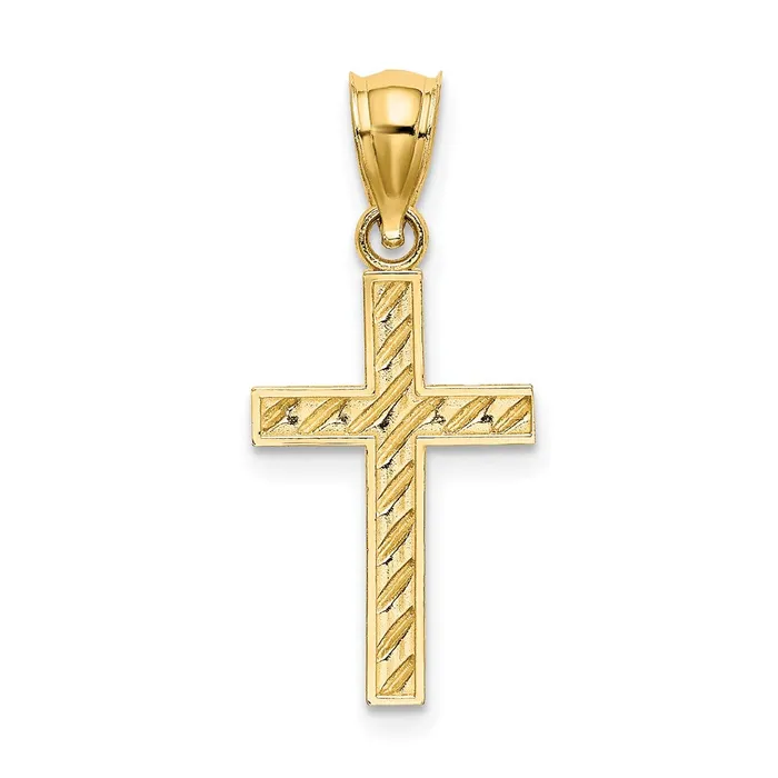 Charm Necklaces TreasureFineJewelers 14K Beaded and Polished Cross Charm