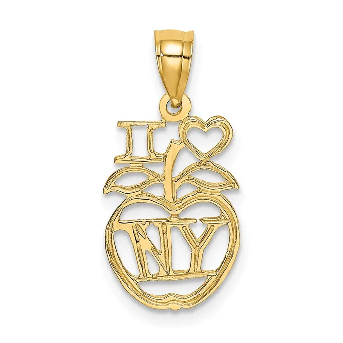 Charm Necklaces TreasureFineJewelers 14K I HEART NY Apple Charm