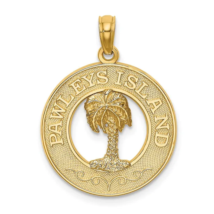 Charm Necklaces TreasureFineJewelers 14K PAWLEYS ISLAND Palm Tree Charm