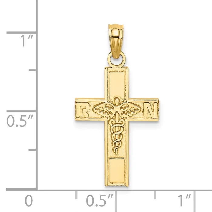 Charm Necklaces TreasureFineJewelers 14K RN Caduceus Cross Charm