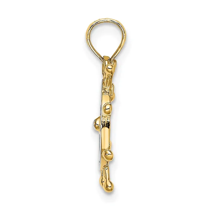 Charm Necklaces TreasureFineJewelers 14K W Rhodium 2D Ship Wheel Charm