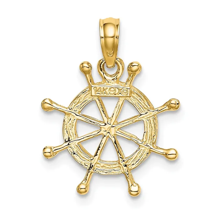 Charm Necklaces TreasureFineJewelers 14K W Rhodium 2D Ship Wheel Charm