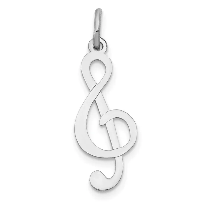 Charm Necklaces TreasureFineJewelers 14k White Gold Polished Treble Clef Charm