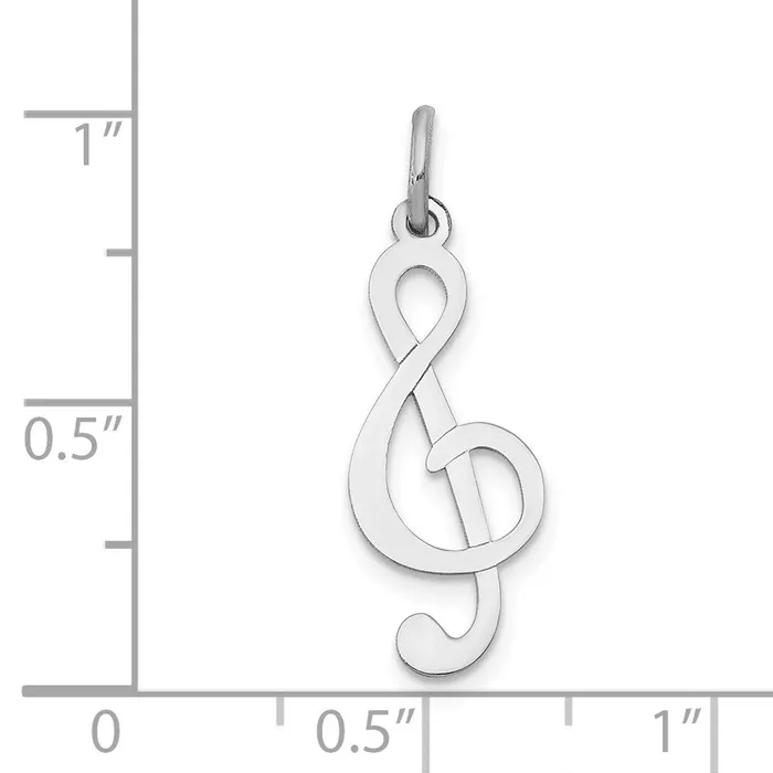 Charm Necklaces TreasureFineJewelers 14k White Gold Polished Treble Clef Charm