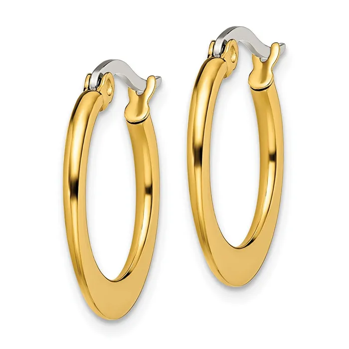 Earrings Stainless Steel Polished Yellow IP Tapered 19mm Diameter Hoop Earrings TreasureFineJewelers