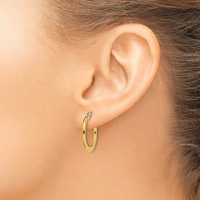 Earrings Stainless Steel Polished Yellow IP Tapered 19mm Diameter Hoop Earrings TreasureFineJewelers