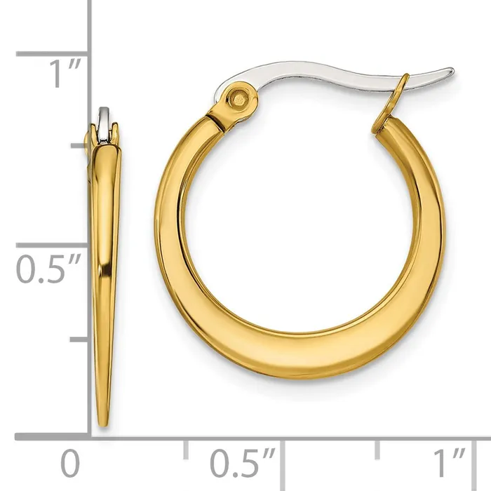Earrings Stainless Steel Polished Yellow IP Tapered 19mm Diameter Hoop Earrings TreasureFineJewelers